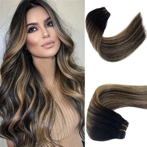 Benafee Ombre Sew in Weft Hair Extensions Human Hair, 24。